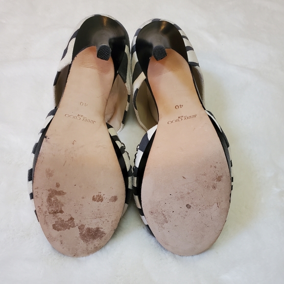 Jimmy Choo for H&M Monocrome Zebra Print Suede Studded Platform Heels Size 40 - Picture 9 of 13